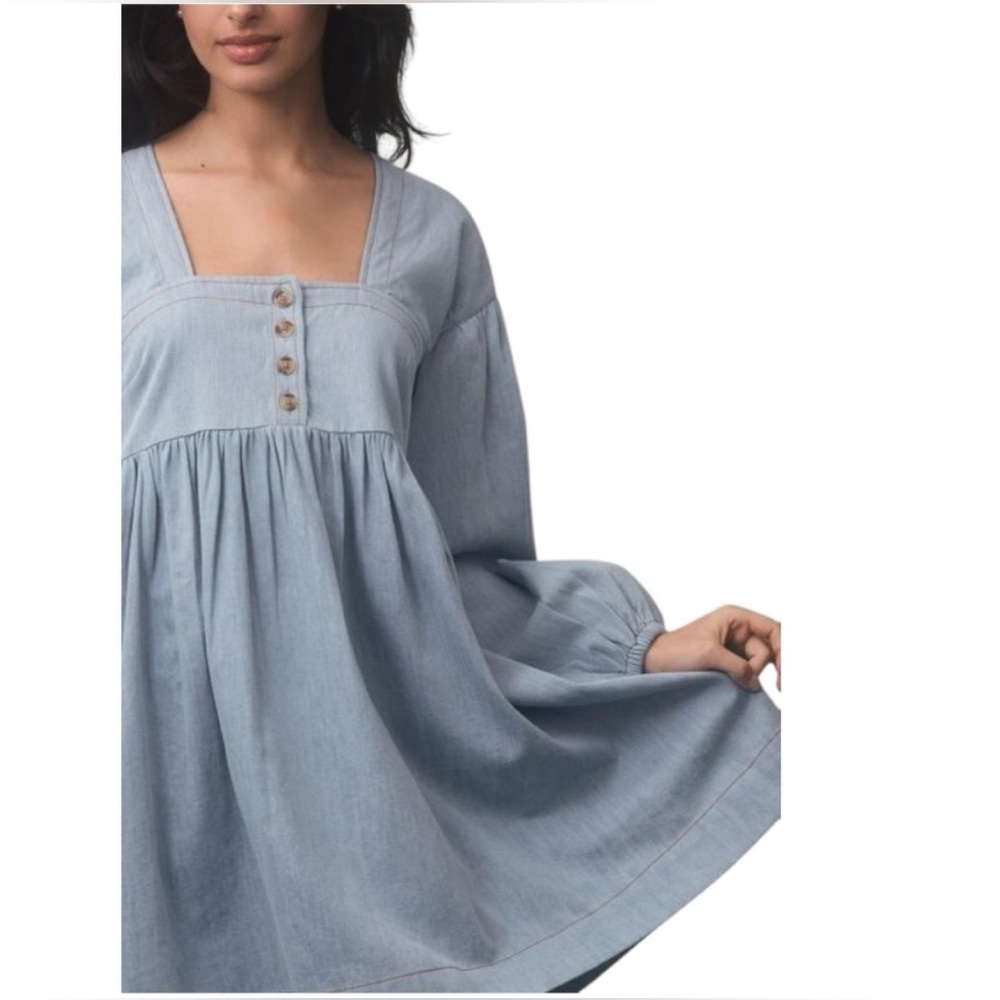 Anthropologie Denim Long Sleeve Babydoll Mini Dress